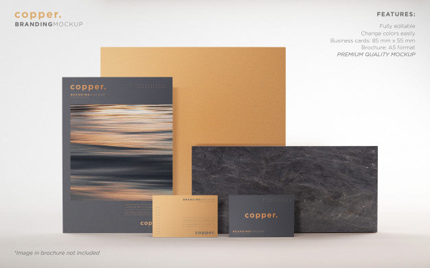 Elegant Dark And Copper Branding Stationery Psd Mockup Psd