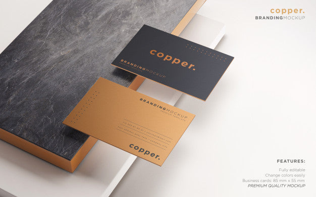 Elegant Dark And Copper Business Card Psd Mockup Psd