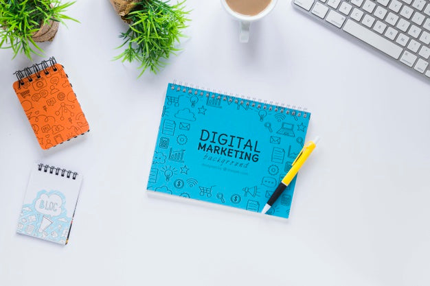 Elegant Desk Design With Notebook Mock-Up Psd