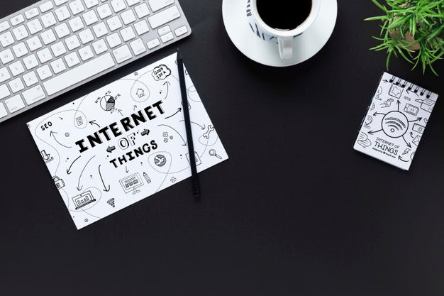 Elegant Desk Design With Notebook Mock-Up Psd