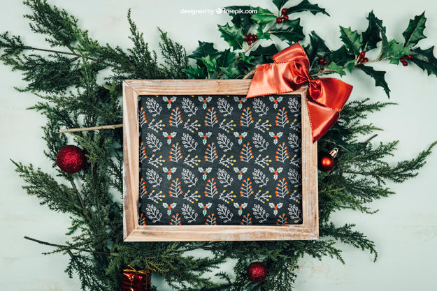 Elegant Frame Mockup With Christmtas Design Psd