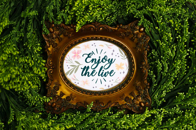 Elegant Frame With Lettering Surrounded By Vegetation Psd