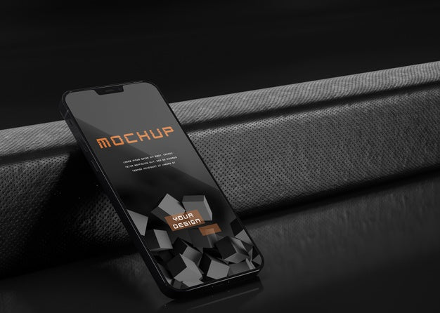 Elegant Glossy Dark Smartphone Mock-Up Design Psd