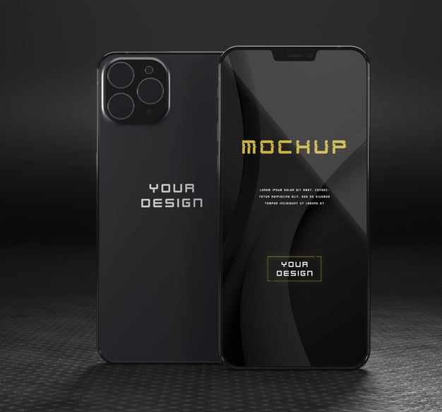 Elegant Glossy Dark Smartphone Mock-Up Design Psd