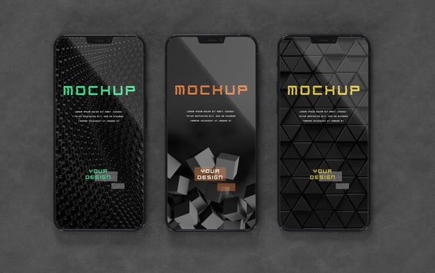 Elegant Glossy Dark Smartphone Mock-Up Design Psd