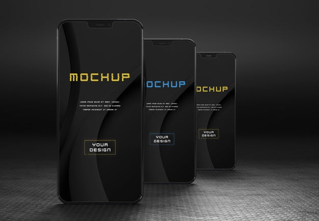 Elegant Glossy Dark Smartphone Mock-Up Design Psd