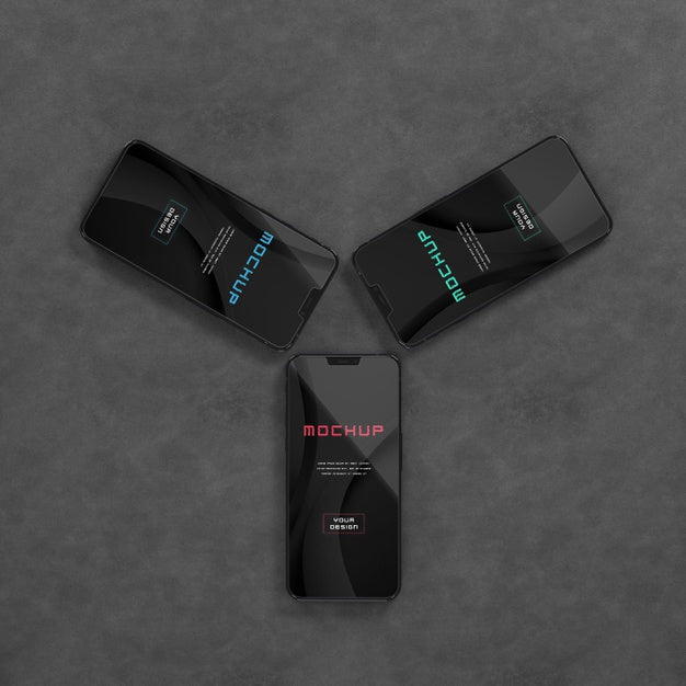 Elegant Glossy Dark Smartphone Mock-Up Design Psd