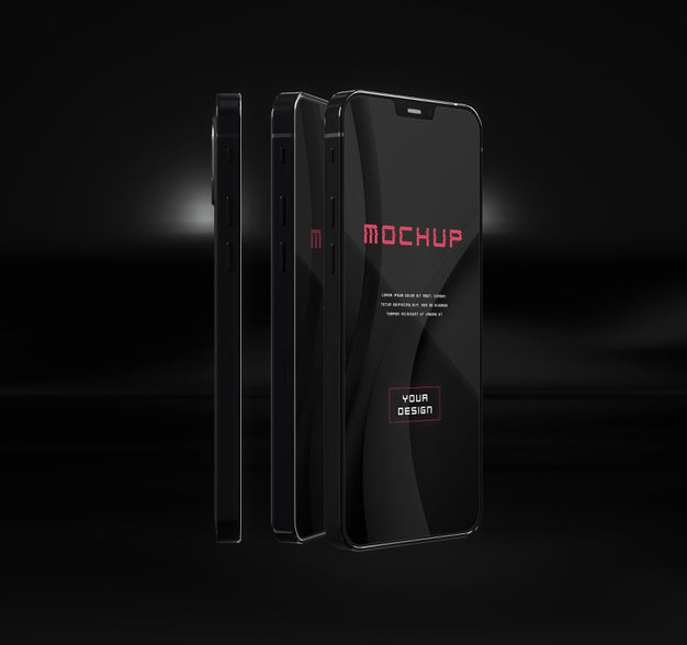 Elegant Glossy Dark Smartphone Mock-Up Design Psd