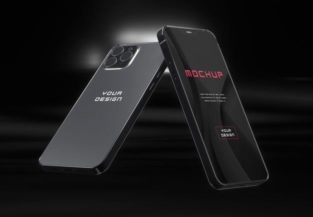 Elegant Glossy Dark Smartphone Mock-Up Design Psd