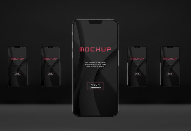 Elegant Glossy Dark Smartphone Mock-Up Design Psd