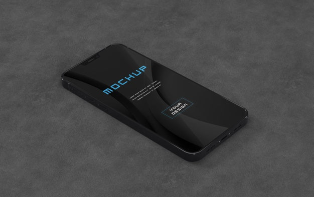 Elegant Glossy Dark Smartphone Mock-Up Design Psd