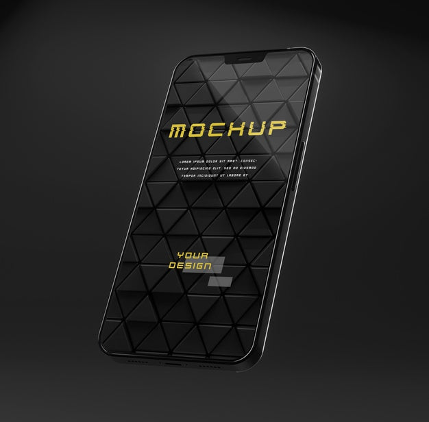 Elegant Glossy Dark Smartphone Mock-Up Design Psd