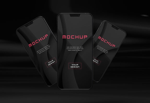 Elegant Glossy Dark Smartphone Mock-Up Design Psd