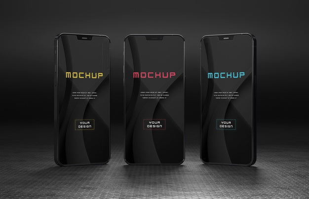 Elegant Glossy Dark Smartphone Mock-Up Design Psd