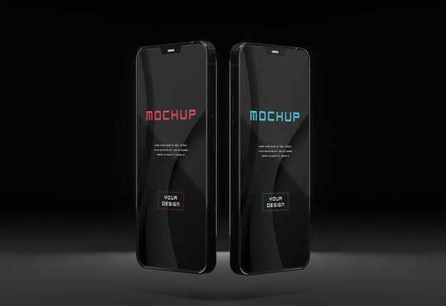 Elegant Glossy Dark Smartphone Mock-Up Design Psd