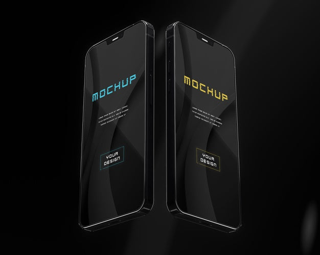 Elegant Glossy Dark Smartphone Mock-Up Design Psd