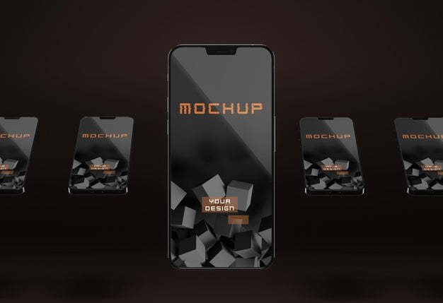 Elegant Glossy Dark Smartphone Mock-Up Design Psd