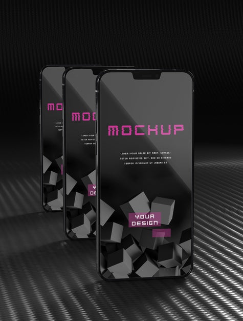 Elegant Glossy Dark Smartphone Mock-Up Design Psd