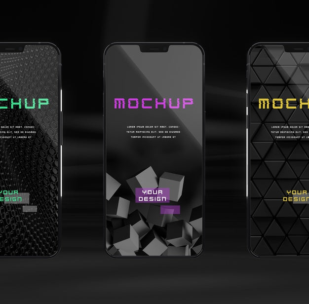 Elegant Glossy Dark Smartphone Mock-Up Design Psd