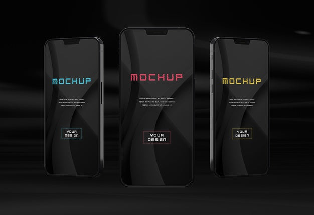 Elegant Glossy Dark Smartphone Mock-Up Design Psd