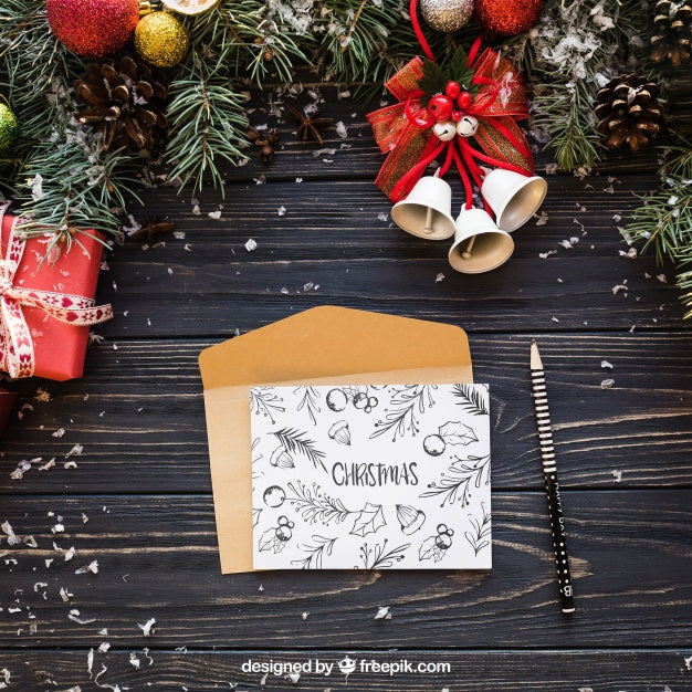 Elegant Letter Mockup With Christmas Design Psd