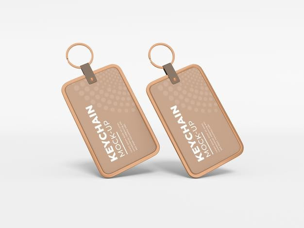 Elegant Metal Border Leather Keychain Mockup Psd