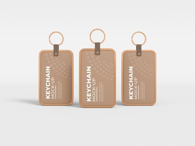Elegant Metal Border Leather Keychain Mockup Psd