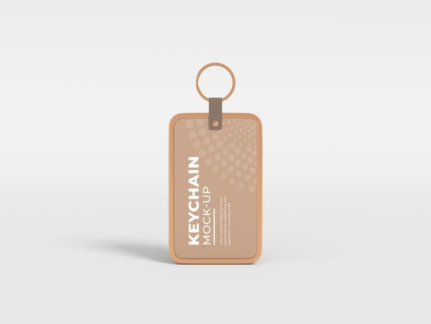 Elegant Metal Border Leather Keychain Mockup Psd