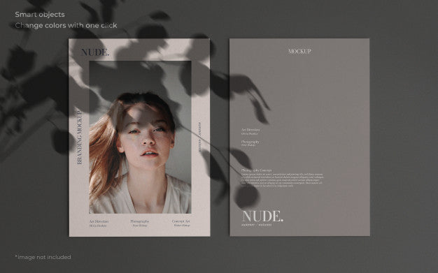 Elegant Mockup With Two Brochures And Botanical Shadow Psd