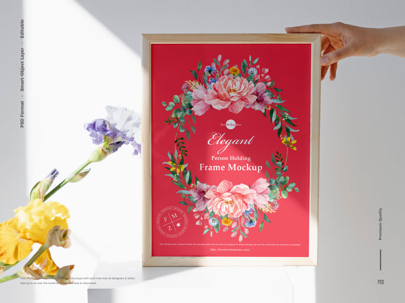 Elegant Person Holding Frame Mockup