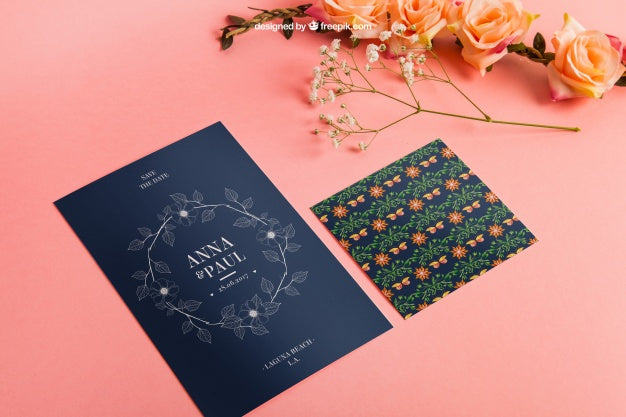 Elegant Stationery Wedding Mockup With Cards Psd
