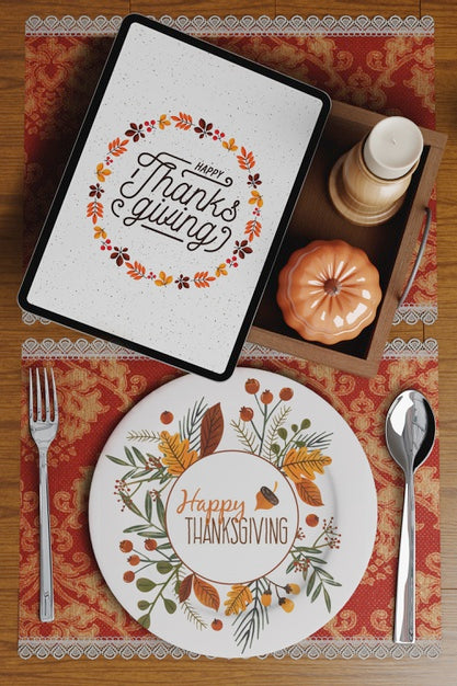 Elegant Table Setup On Thanksgiving Day Psd