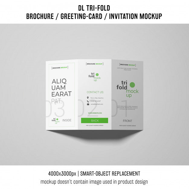 Elegant Trifold Brochure Or Invitation Mockup Psd