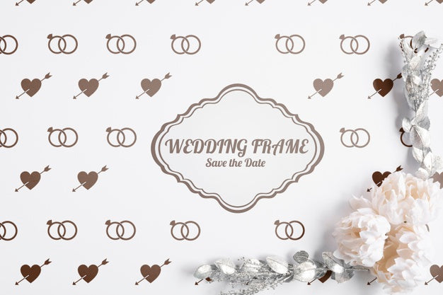 Elegant Wedding Invitation On A Flat Lay Psd