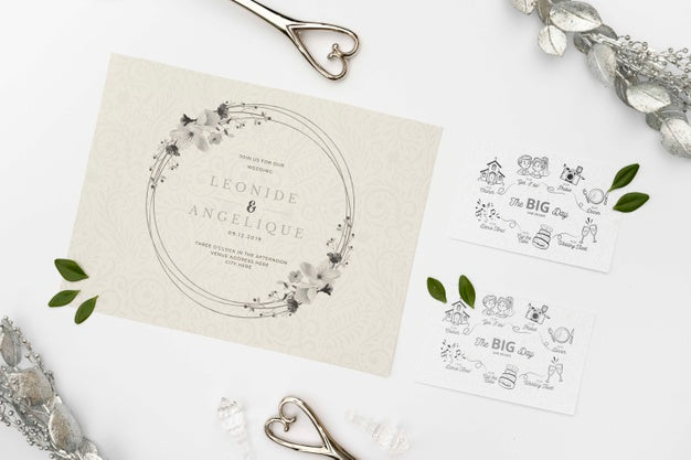 Elegant Wedding Invitation On Table Psd