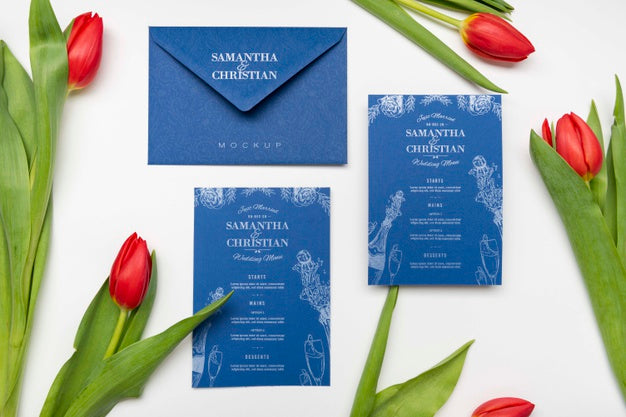 Elegant Wedding Invitation With Flowers Psd