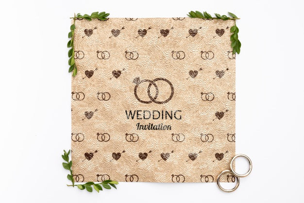 Elegant Wedding Invitation With Rings Psd