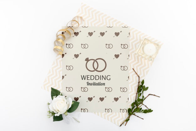 Elegant Wedding Invitation With Rose Psd