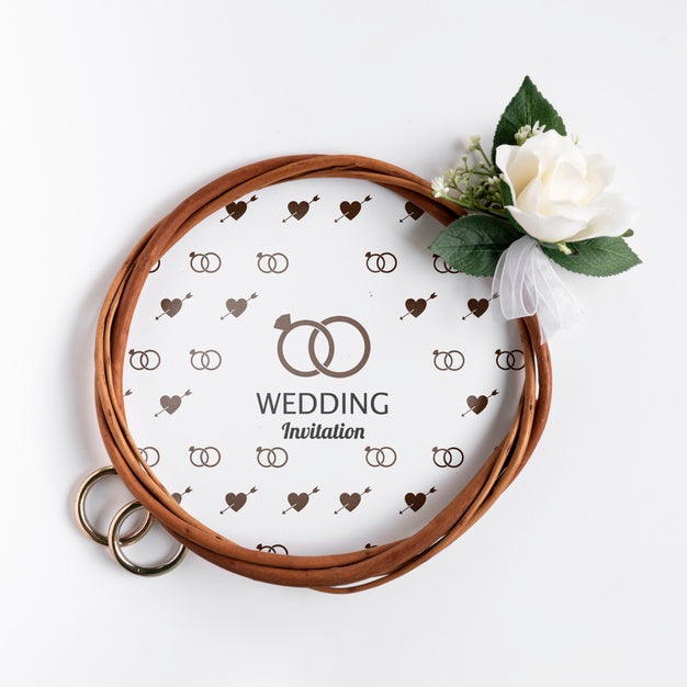 Elegant Wedding Invitation With Rose Psd