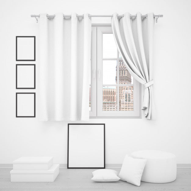 Elegant Window With Blank Photo Frames Around Psd