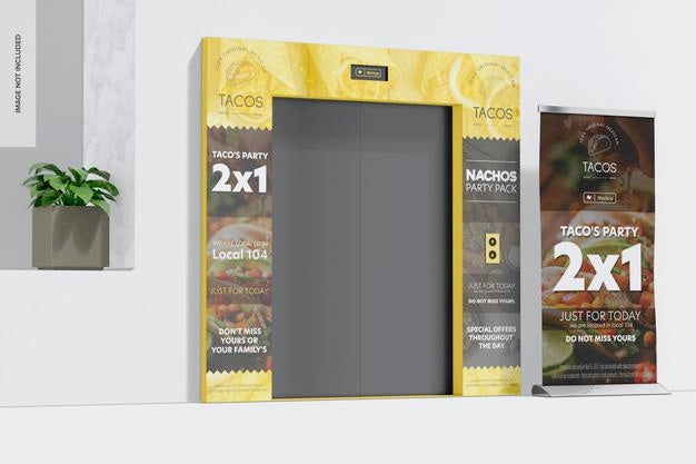 Elevator Mockup, Perspective Psd