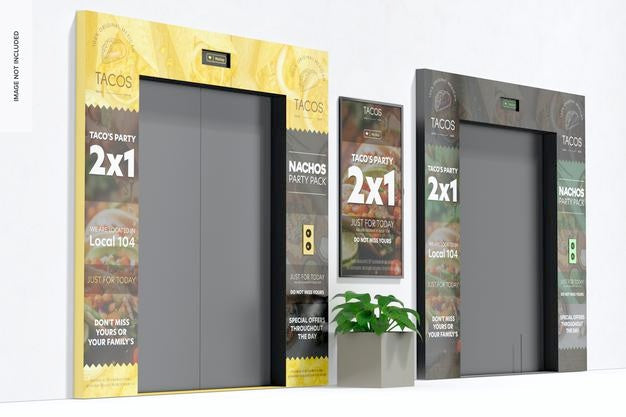 Elevators Mockup, Low Angle View Psd