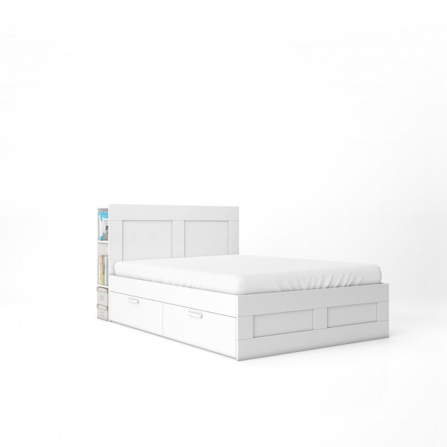 Empty Bed With White Mattress Mockup Psd