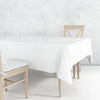 Empty Dining Table Mockup With White Cloth And Wooden Chairs Psd