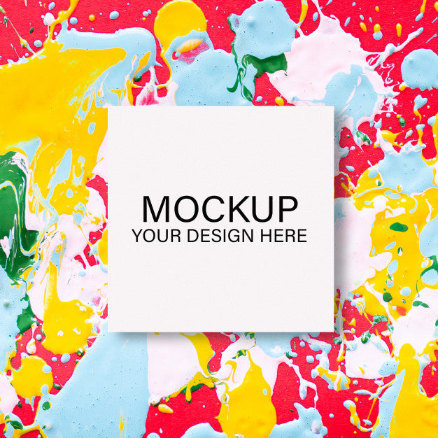 Empty Frame On Colorful Paint Background Psd