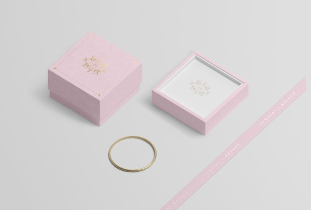 Empty Jewelry Box Near Golden Bracelet Psd
