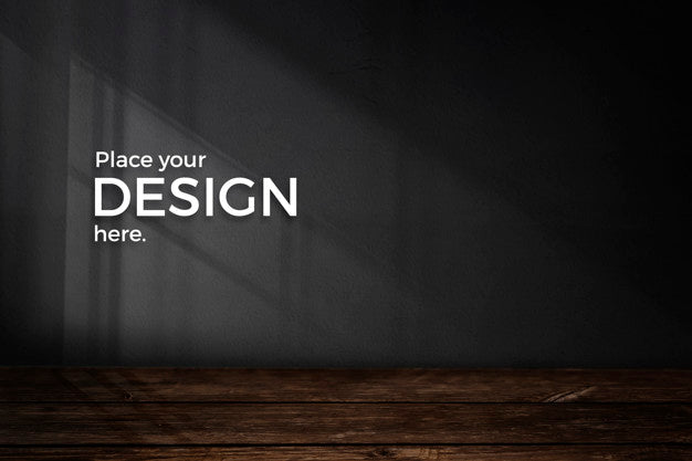 Empty Room With A Black Wall Mockup Psd