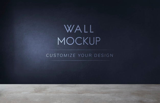 Empty Room With A Black Wall Mockup Psd