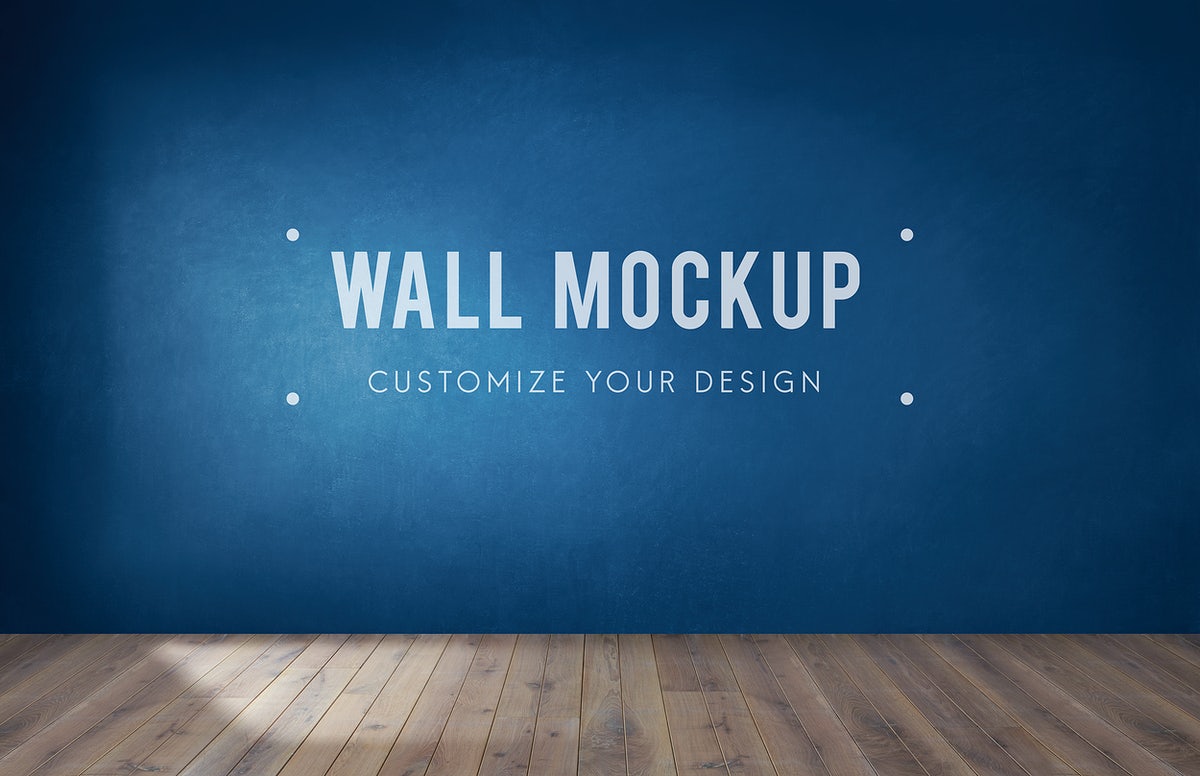Empty Room With A Blue Wall Mockup