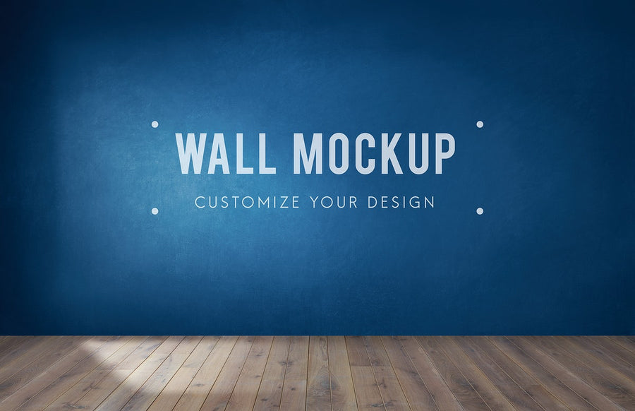 Empty Room With A Blue Wall Mockup